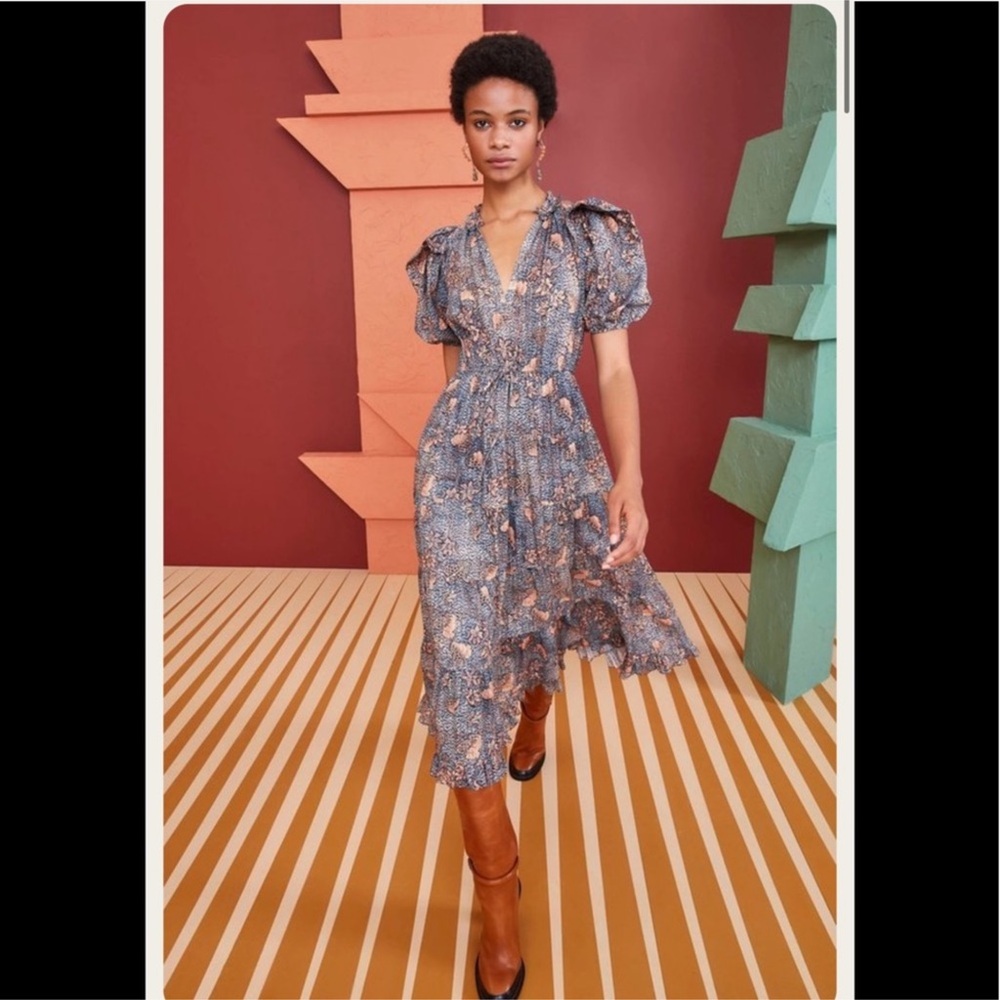 ULLA JOHNSON AVA Midi Dress Sz 2 - Picture 2 of 5